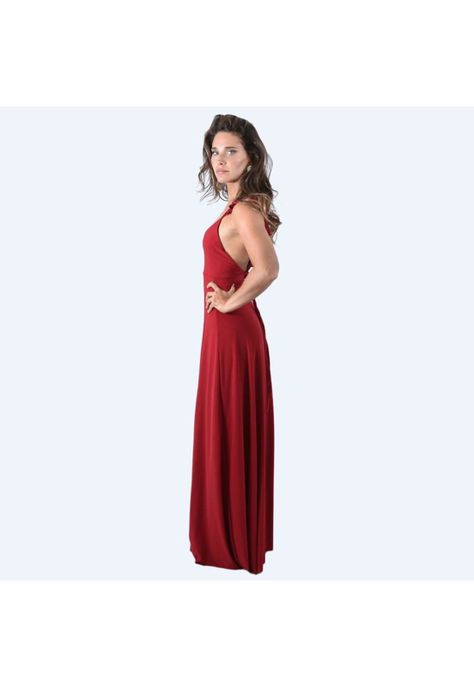Vestido Largo Jaipur Rojo Italiano Lycra Vuelitos Maria Paskaro-1