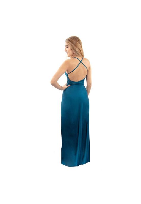 Vestido Largo Paris Petroleo Lycra Lazo Maria Paskaro-2