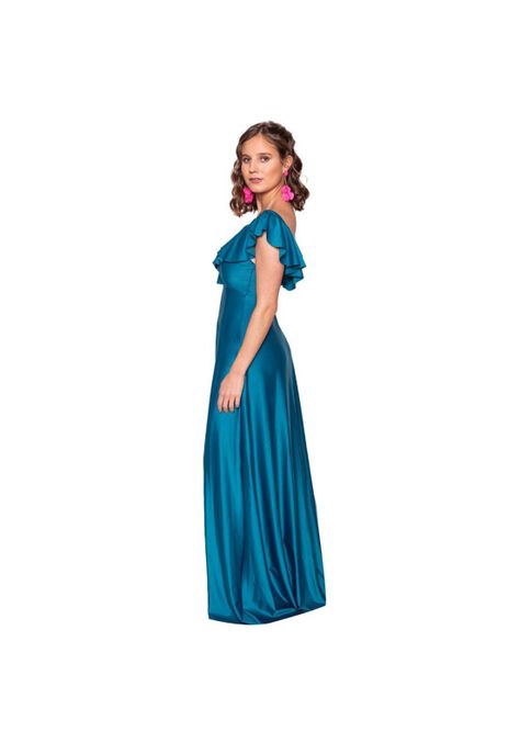 Vestido Largo Marken Petroleo Lycra Vuelo Grande Maria Paskaro-1