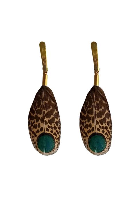 Aros de Pluma Malayo Café Dorado B Maria Paskaro-0