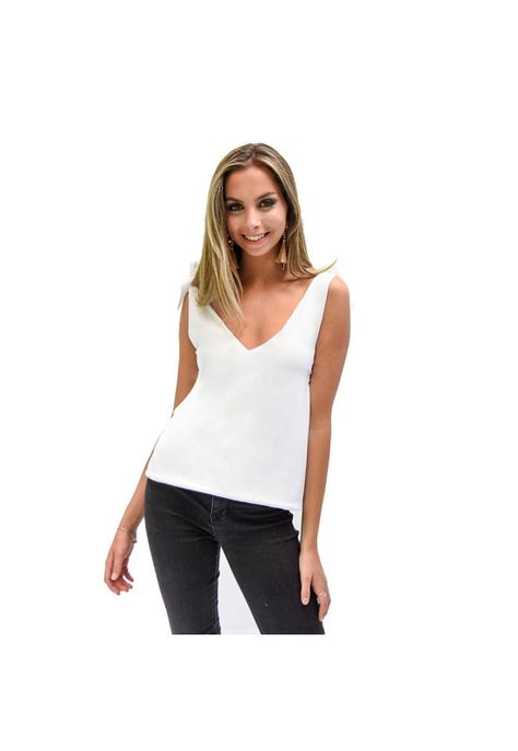 Polera Krabi Blanco Lycra Lazo Tirantes Maria Paskaro-0