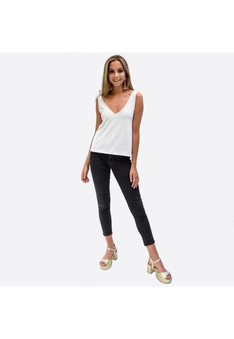 Polera Krabi Blanco Lycra Lazo Tirantes Maria Paskaro-1
