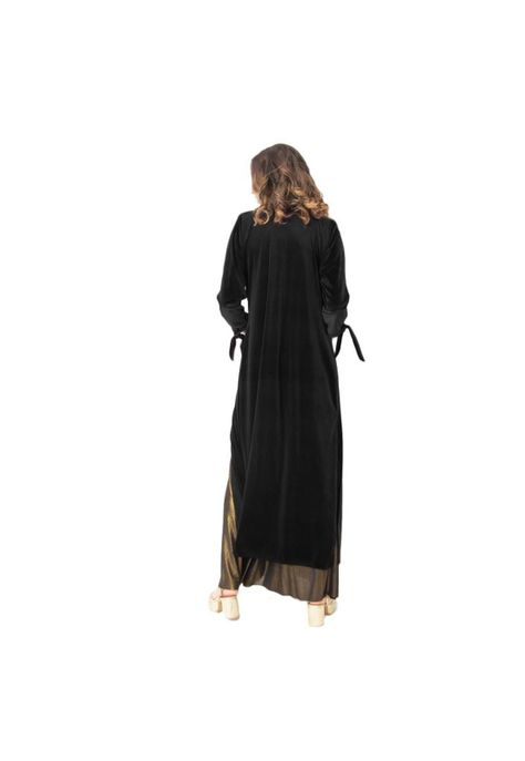 Tapado Kimono Largo Verona Negro Terciopelo Maria Paskaro-2