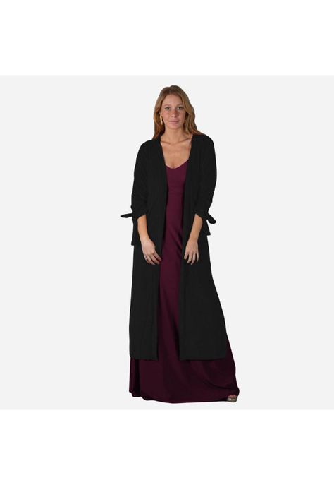 Tapado Kimono Largo Verona Negro Terciopelo Maria Paskaro-3
