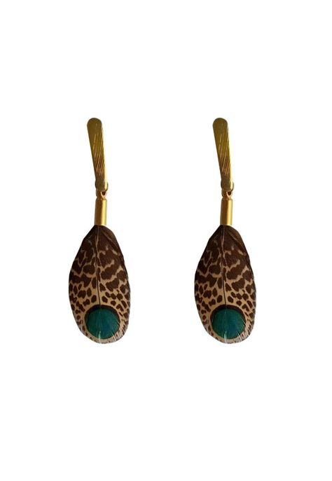 Aros de Pluma Malayo Café Dorado A Maria Paskaro-0