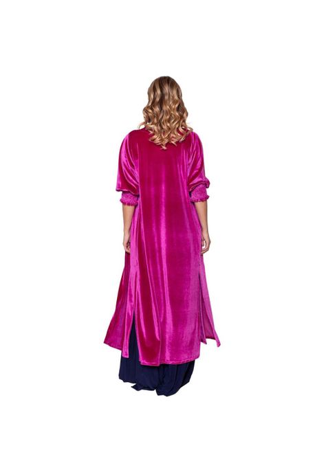 Tapado Kimono Santini Fucsia Terciopelo Maria Paskaro-3