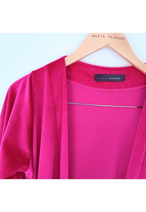 Tapado Kimono Santini Fucsia Terciopelo Maria Paskaro-6