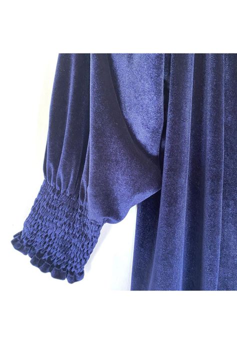 Tapado Kimono Largo Santini Azul Terciopelo  Maria Paskaro-2