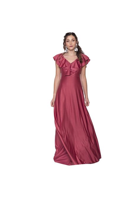 Vestido Largo Marken Rosa Lycra Dupont Maria Paskaro-0