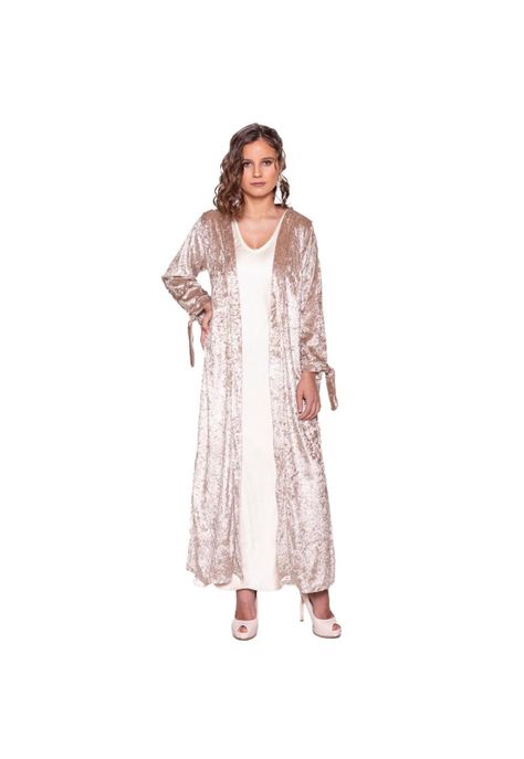 Tapado Kimono Largo Verona Dorado Jaspeado Terciopelo Maria Paskaro-0