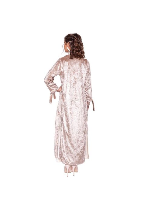Tapado Kimono Largo Verona Dorado Jaspeado Terciopelo Maria Paskaro-1