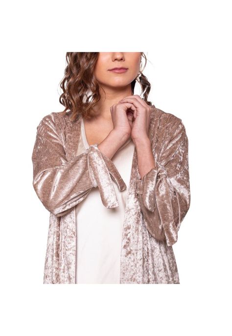 Tapado Kimono Largo Verona Dorado Jaspeado Terciopelo Maria Paskaro-3