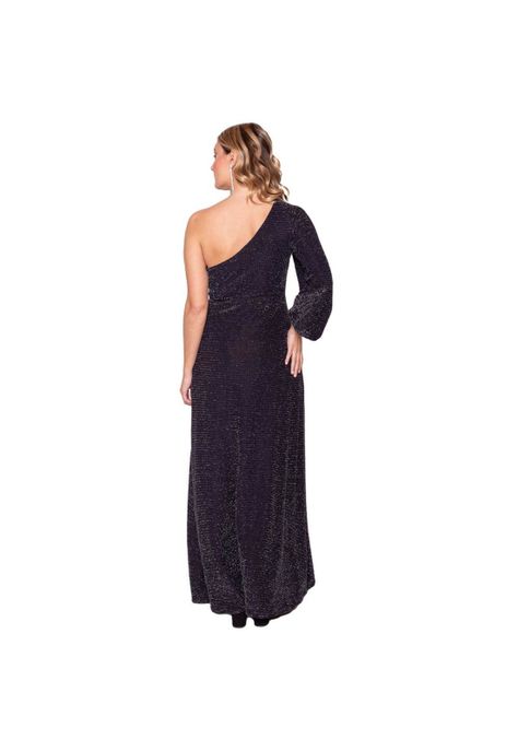 Vestido Largo Gracia Azul Brillo Lycra Maria Paskaro-2