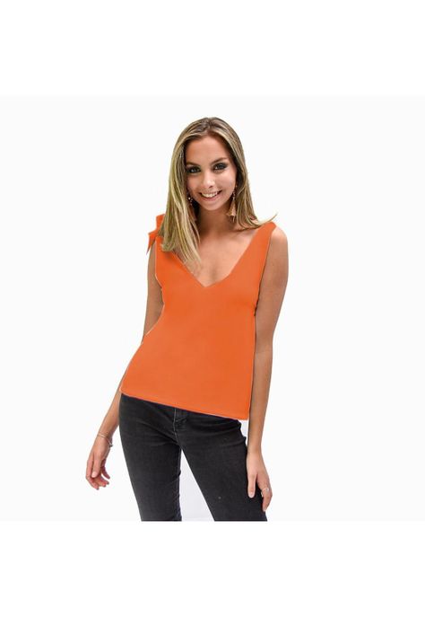 Polera Krabi Naranjo Lycra Lazos Tirantes Maria Paskaro-0