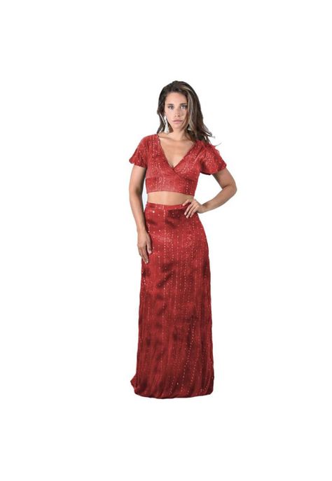 Peto Roma Rojo Lentejuelas Lycra Mangas Abierto Espalda Maria Paskaro-3
