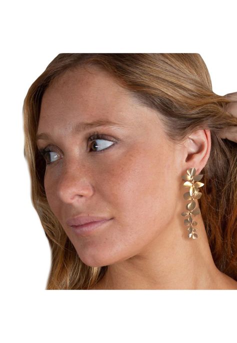 Aros Gladiolo Flores Chicas Dorado Maria Paskaro-0