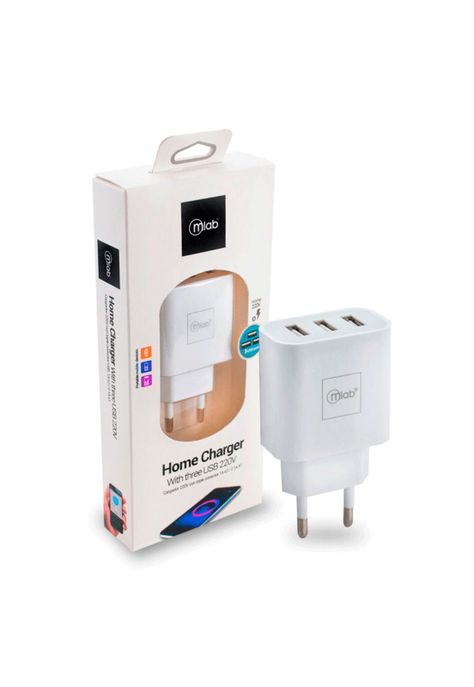 Cargador de 220v 3usb Blanco Mlab-1