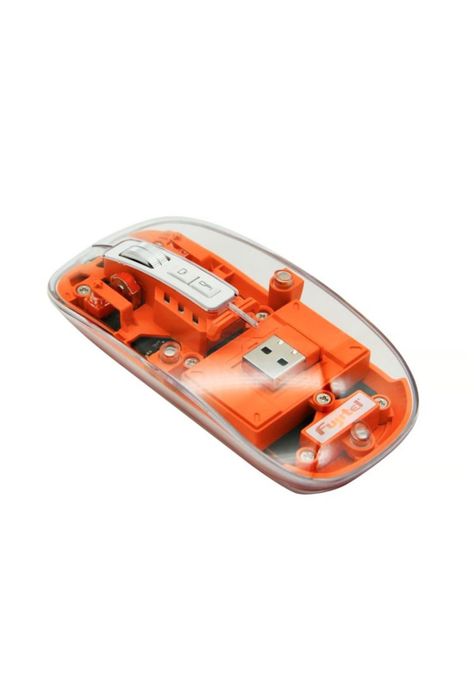 Mouse Inalámbrico Fujitel Crystal 24g Bt Naranja-2