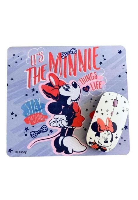 Kit Combo Mouse Inalambrico y Mouse Pad Disney Minnie-1