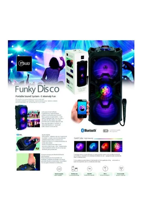 Parlante Karaoke Bluetooth Rgb Mlab Funky Disco +micrófono. Color Negro-3