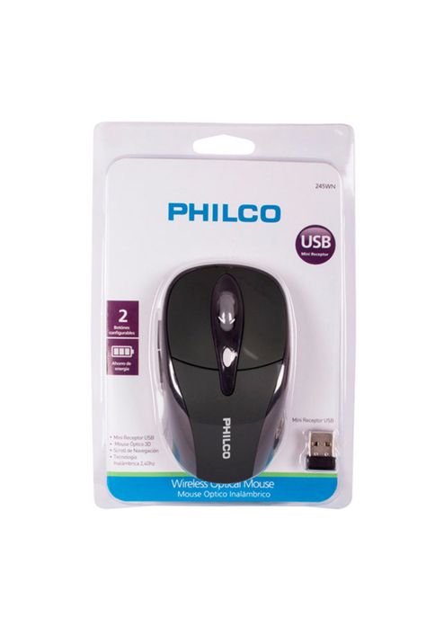 Mouse Inalámbrico Negro 3 Botones DPI 1000 1 millón de clicks Philco -2