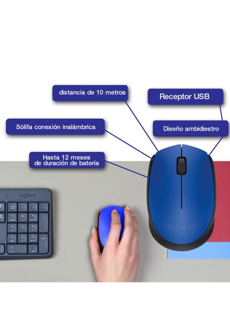Mouse Logitech Inalámbrico M170-3