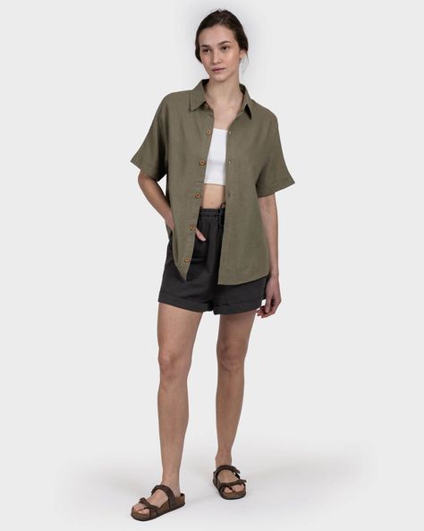 Camisa Lino Ginka Mujer LightGreen Gnomo-1