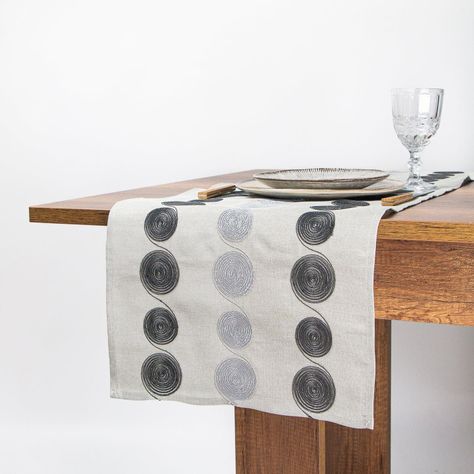 Camino de Mesa Circle Negro 40x180 cm-0