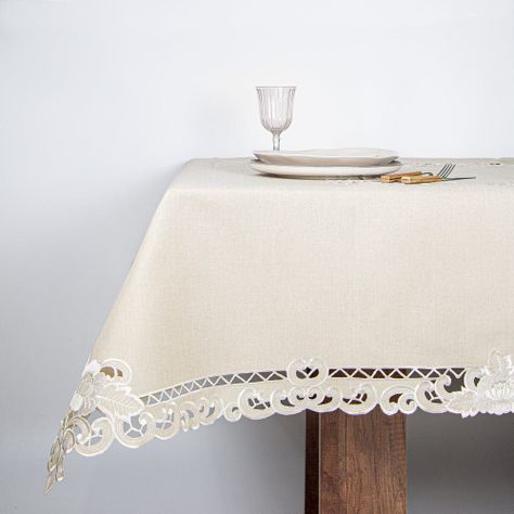 Mantel De Mesa Beige Tradicional Rectangular 150x320cm-0