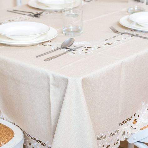 Mantel De Mesa Beige Tradicional Rectangular 150x320cm-1
