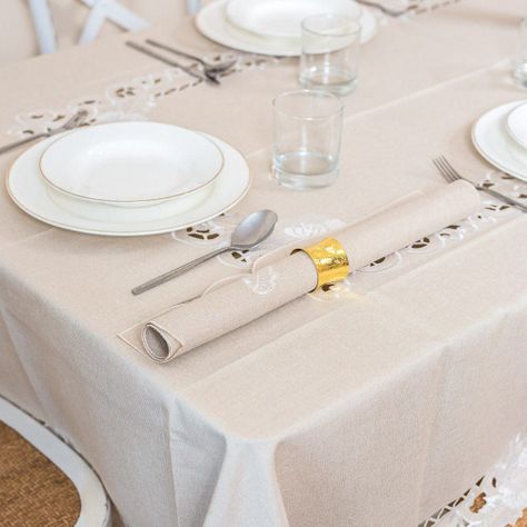 Mantel De Mesa Beige Tradicional Rectangular 150x320cm-2
