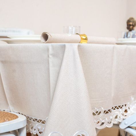Mantel De Mesa Beige Tradicional Rectangular 150x320cm-3