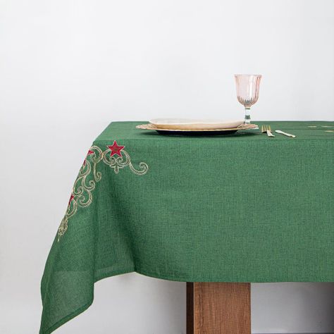 Mantel de Mesa Estrella Real Verde Rectangular 175x270cm-0