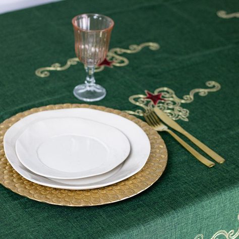 Mantel de Mesa Estrella Real Verde Rectangular 175x270cm-1