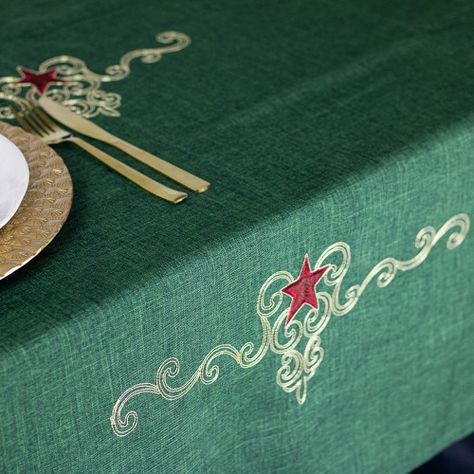 Mantel de Mesa Estrella Real Verde Rectangular 175x270cm-2
