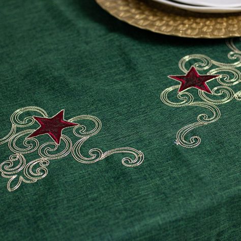 Mantel de Mesa Estrella Real Verde Rectangular 175x270cm-3