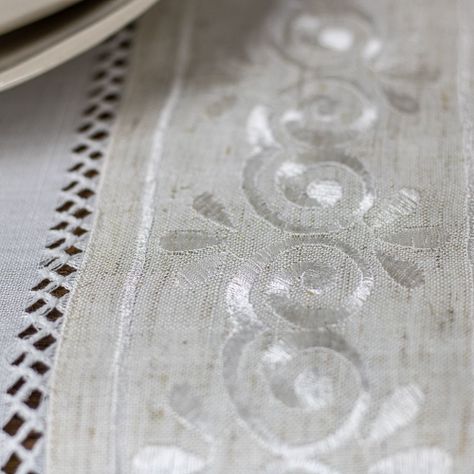 Camino De Mesa Rectangular Beige Elegance Lino 35x180cm-2