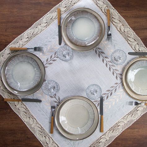 Carpeta de Mesa Espiga Blanco 85x85 cm-0