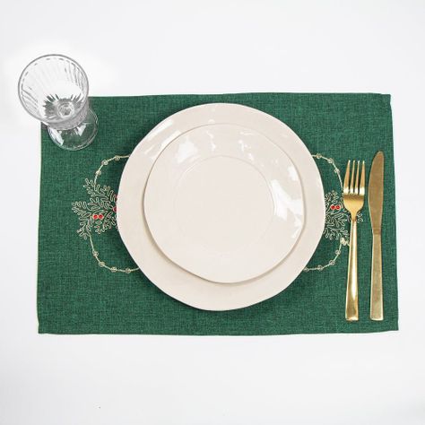 Tapetes Guarda Navideña Verde Bordado Set 2 35x45cm -0