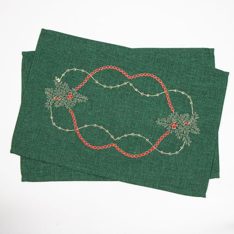 Tapetes Guarda Navideña Verde Bordado Set 2 35x45cm -2