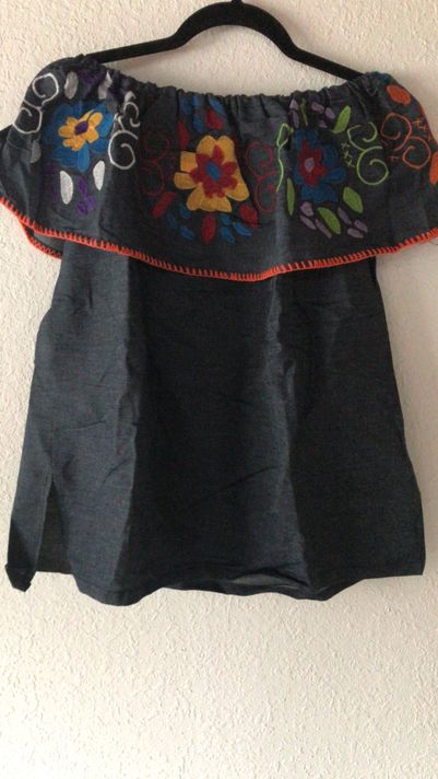 Blusas mexicanas de mezclilla bordadas-1