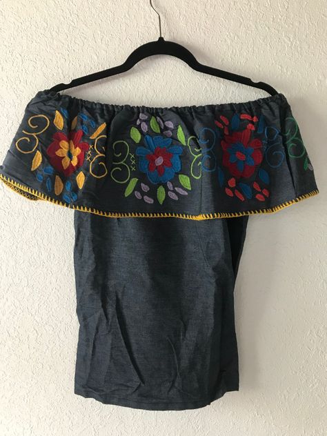 Blusas mexicanas de mezclilla bordadas-2