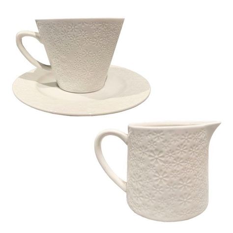 Taza con plato y lechero-0