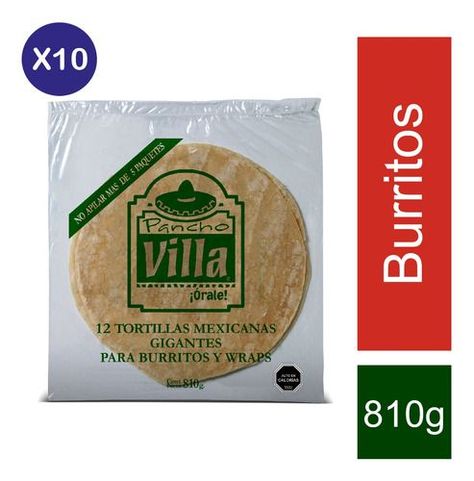 Pack 10  Pancho Villa Tortillas Gigantes 12 Uni X 810 Grs-0