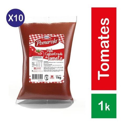 Pack 10 - Pomarola Triple Concentrado De Tomate 1kg-0