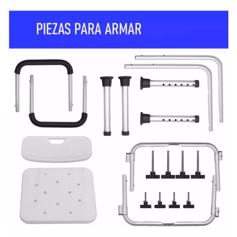 Silla De Ducha Para Baño Con Apoya Brazos Respaldo Portatil 401A-1
