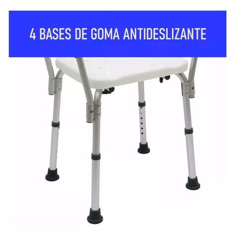 Silla De Ducha Para Baño Con Apoya Brazos Respaldo Portatil 401A-3