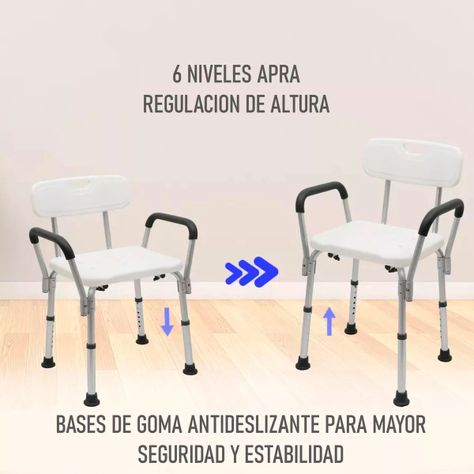 Silla De Ducha Para Baño Con Apoya Brazos Respaldo Portatil 401A-4