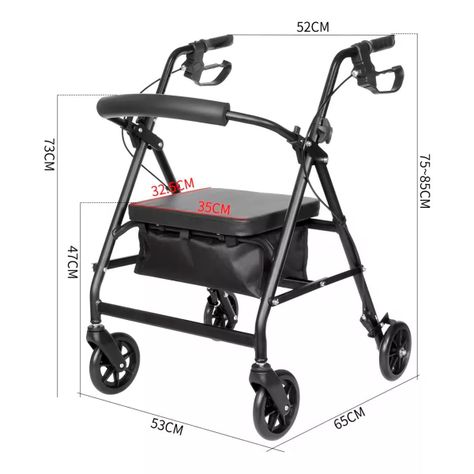 Andador Burrito Plegable 4 Ruedas Con Asiento Y Bolso 4002A-1