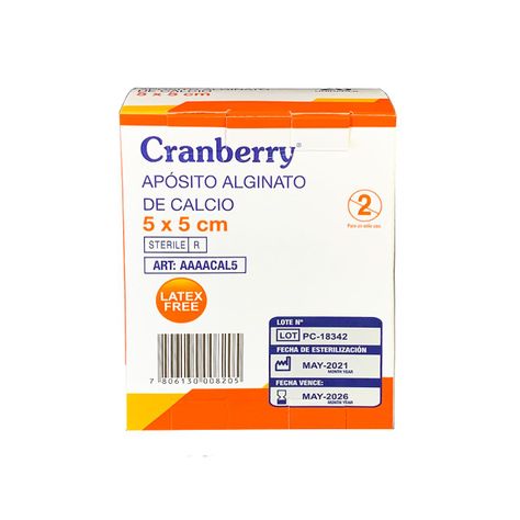 Apósito Alginato De Calcio 5x5 Cranberry - Pack De 5 Unid-1